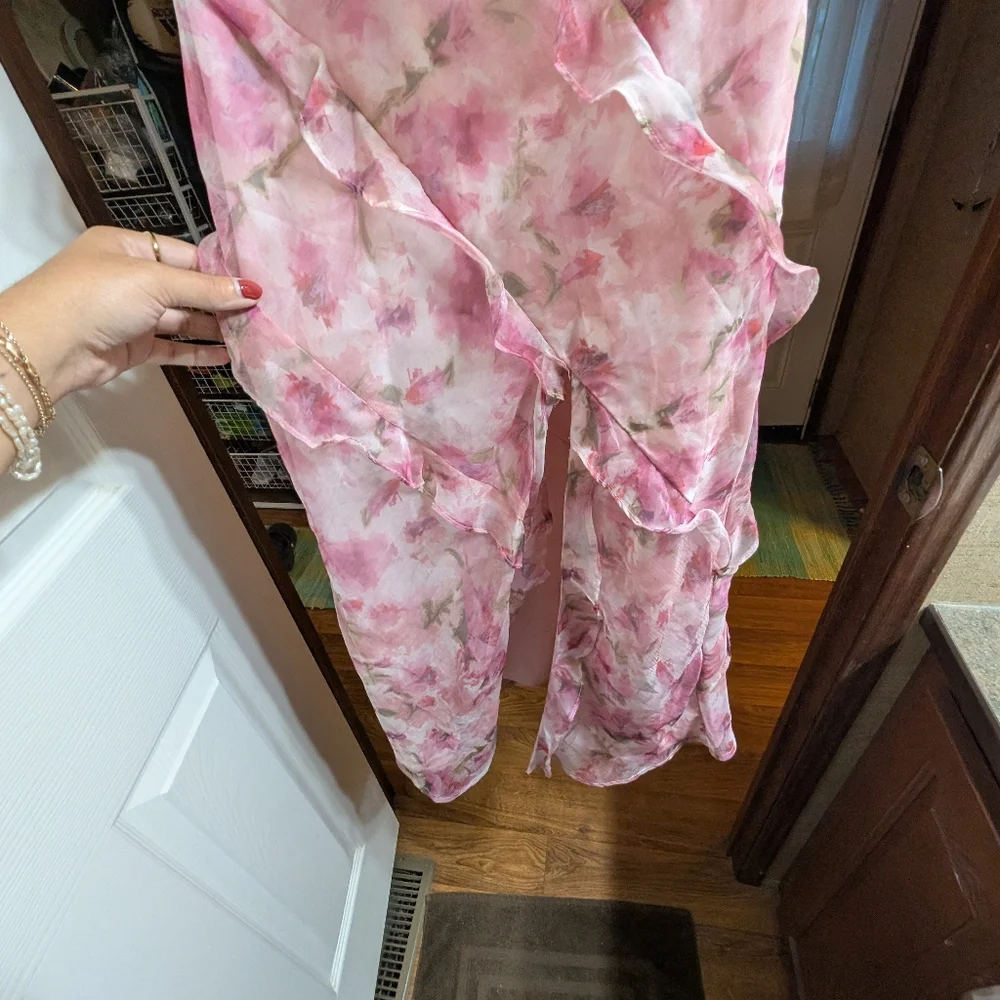 Lulu's Pink Floral Ruffled Slip Dress - Picture 10 of 13